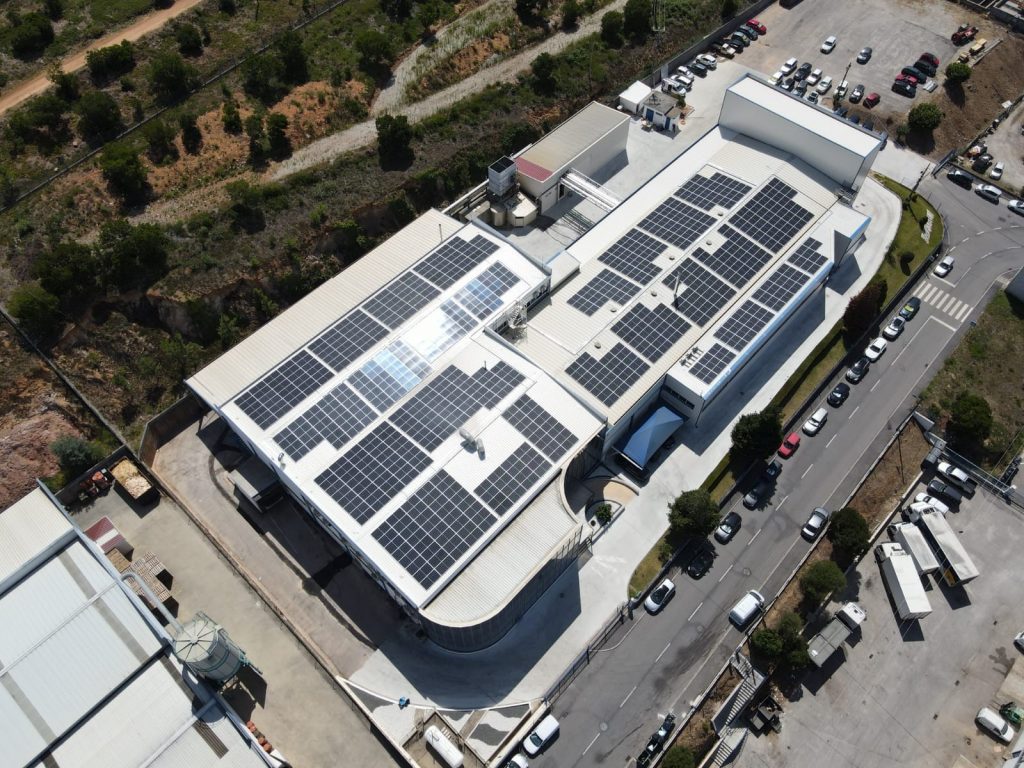Paneles solares sobre la cubierta de la empresa Sulpasteis en Portugal